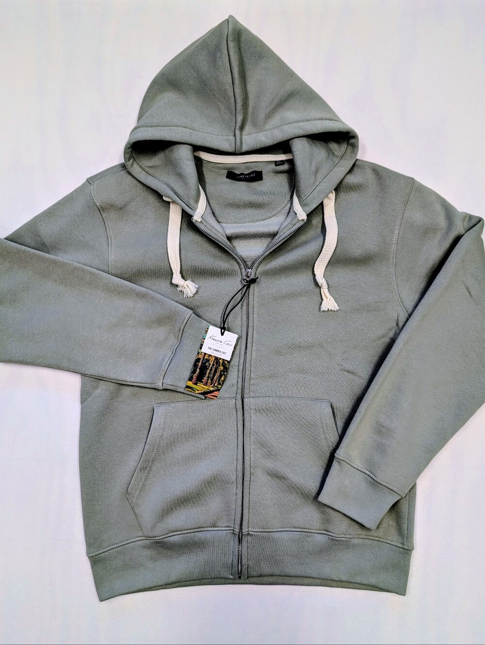 Kenneth Cole Sage Green Full-Zip Hoodie